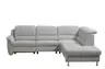 Ecksofa Cornella Plus - 2-Sitzer links mit Ecke und Abschlussteil rechts inkl. Relaxfunktion (motorisch), Kopfteilverstellung und Stauraum, Stoff, Creme
