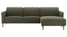 Ecksofa Leona - 3-Sitzer mit Longchair rechts inkl. Sitzvorzug motorisch, Stoff, Braungrün