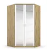 Eckschrank ROYAN- B ca. 117 cm, Eiche Dekor, Weiß, Spiegel