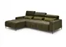 Ecksofa - Longchair links mit 2-Sizer, Sitztiefe verstellbar motorisch/Kopfteil verstellbar, Stoff, Dunkelgrün
