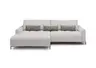 Ecksofa - Longchair links mit 2-Sitzer, Sitztiefe verstellbar motorisch, Stoff, Silbergrau