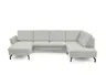 Wohnlandschaft - Longchair links mit 2,5-Sitzer und Ecke rechts, Leder, Silbergrau