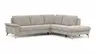 Ecksofa Tulsa KS - 2,5-Sitzer, Spitzecke und 1,5-Sitzer mit Anstellhocker rechts, Stoff, Graubeige
