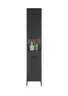 Hochschrank- B ca. 38 cm,  Schwarz Matt, Eiche Dekor