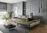 Ecksofa - 3-Sitzer mit Longchair rechts, Leder, Dunkelgrün
