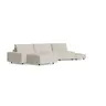 Ecksofa Serava Plus - Longchair links, Trapezelement, 1-Sitzer mit Anbauhocker, Stoff, Sand