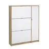 Schuhschrank - B ca. 99 cm, Eiche Struktur Nachbildung, Weiß Hochglanz