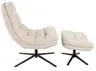 Relaxsessel mit Hocker - drehbar, Cord, Beige
