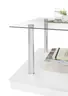 Couchtisch - LB ca. 110x60 cm, Glas, Edelstahloptik, Weiß Hochglanz