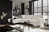 Ecksofa CALM MOVE 2.0 - Longchair links mit 2,5-Sitzer, Schlaffunktion, Feincord, Weiß