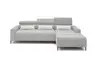 Ecksofa - 2-Sitzer mit Longchair rechts, Sitztiefe verstellbar motorisch/Kopfteil verstellbar, Stoff, Silbergrau