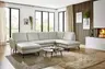 Wohnlandschaft - Longchair links mit 2,5-Sitzer und Ecke rechts, Leder, Silbergrau