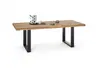 Esstisch SITTING EASY - LB ca. 200x100 cm, Wildeiche massiv geölt, Baumkante, Schwarz