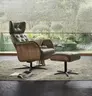 Drehhocker Aberdeen - Größe M, Leder, Moos