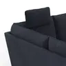 Sofa Stamford - inkl. Armlehne verstellbar und Kopfstütze, Ecksofa 2-sitzig und Abschlusshocker links mit 3,5-Sitzer, Bogen rechts, Stoff, Dunkelblau