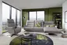 Ecksofa - 3-Sitzer mit Longchair rechts, Relaxfunktion motorisch, Leder, Eisengrau