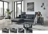 Ecksofa - Longchair links mit 3-Sitzer, Leder, Blau