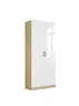 Drehtürenschrank RHONDA- B ca. 91 cm, Eiche Dekor, Weiß, Hochglanz