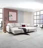 Ecksofa - 3-Sitzer mit Longchair rechts, Schlaffunktion, Stoff, Creme