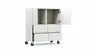 Highboard Edge - Lack weiß, auf Rollen