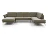 Wohnlandschaft - Longchair links mit 2,5-Sitzer und Ecke rechts, Leder, Dunkelgrau