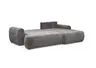Ecksofa - 2-Sitzer mit Longchair rechts, Stoff, Steingrau