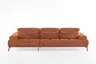 Ecksofa - 2,5-Sitzer mit Longchair rechts, Kopfteil/Armlehne/Rücken verstellbar, Stoff, Rost