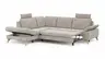 Ecksofa Tulsa KS - 1,5-Sitzer mit Anstellhocker aufklappbar links, Spitzecke und 2,5-Sitzer rechts, inkl. Kopfstütze, AL verstellbar und Schlaffunktion, Stoff, Graubeige