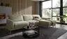 Ecksofa Amadena - 2-Sitzer mit Longchair rechts inkl. Kopfteilverstellung, Stoff, Limone