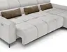 Ecksofa - 2-Sitzer mit Longchair rechts, Sitztiefe verstellbar motorisch/Kopfteil verstellbar, Stoff, Sand