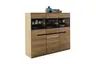 Highboard - B ca. 153 cm, Eiche Furnier geölt, Wildeiche massiv geölt