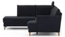 Sofa Stamford - inkl. Armlehne verstellbar und Kopfstütze, Ecksofa 2-sitzig und Abschlusshocker links mit 3,5-Sitzer, Bogen rechts, Stoff, Dunkelblau
