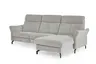 Ecksofa - 2-Sitzer mit Longchair rechts, Kopfteil verstellbar, Stoff, Silbergrau