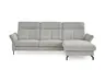 Ecksofa - 2-Sitzer mit Longchair rechts, Kopfteil verstellbar, Stoff, Silbergrau