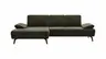 Ecksofa Theodor - Longchair links mit 2-Sitzer, Armlehne/Sitztiefe verstellbar, Stoff, Braungrün