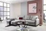 Ecksofa - Longchair links mit 3-Sitzer, Schlaffunktion, Stoff, Eisengrau