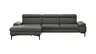Ecksofa Felipa - Longchair links mit 2,5-Sitzer inkl. Kopfteil verstellbar, Leder, Grau