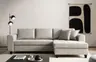 Ecksofa - 2-Sitzer, Ecke rechts inkl. Schlaffunktion mit Bettkasten, Stoff, Steingrau