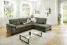 Ecksofa - 3-Sitzer mit Ecke rechts, Kopfteil verstellbar, Stoff, Moos