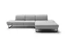Ecksofa - 2-Sitzer mit Longchair rechts, Kopfteil/Sitztiefe verstellbar, Stoff, Hellgrau
