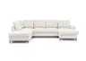 Wohnlandschaft - Ecke links mit 2-Sitzer und Longchair rechts, Stoff, Creme