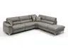 Ecksofa - 2,5-Sitzer mit Ecke rechts, Kopfteil verstellbar, Leder, Granit