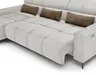 Ecksofa - Longchair links mit 2-Sizer, Sitztiefe verstellbar motorisch/Kopfteil verstellbar, Stoff, Sand