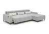 Ecksofa - 2-Sitzer mit Longchair rechts, Sitztiefe verstellbar motorisch/Kopfteil verstellbar, Stoff, Silbergrau