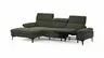Ecksofa Felipa - Longchair links mit 2,5-Sitzer inkl. Armlehne verstellbar und Rückenlehne/Sitztiefe verstellbar (motorisch), Stoff, Dunkelgrün