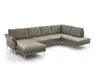 Wohnlandschaft - Longchair links mit 2,5-Sitzer und Ecke rechts, Leder, Dunkelgrau