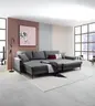 Ecksofa - 3-Sitzer mit Longchair rechts, Schlaffunktion, Stoff, Anthrazit