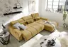 Ecksofa - 2-Sitzer mit Longchair rechts, Sitztiefe verstellbar motorisch/Kopfteil verstellbar, Stoff, Senfgelb