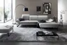 Ecksofa - 2-Sitzer mit Longchair rechts, Kopfteil/Sitztiefe/Armlehne verstellbar, Stoff, Hellgrau