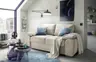Schlafsofa EMIEL - 2-Sitzer inkl. Schlaffunktion und Bettkasten, Stoff, Beige